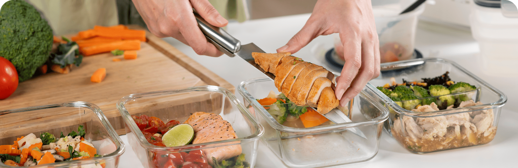 Meal prep with glass containers