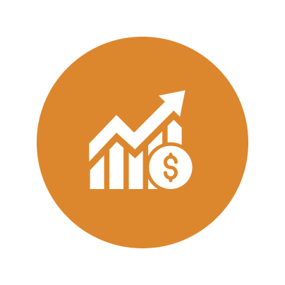 Upward trend graph with currency sign