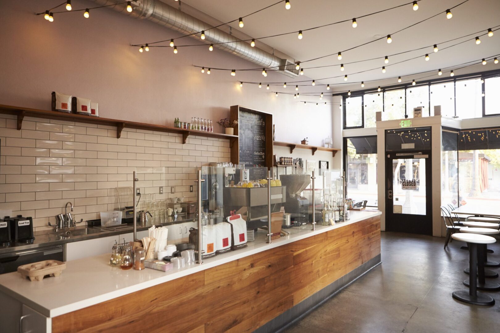 Cozy café interior with counter