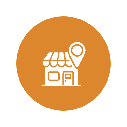 Retail store graphic with pin marker